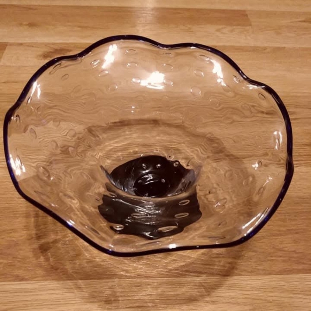 Elegant Glass Bowl with Blue Accents